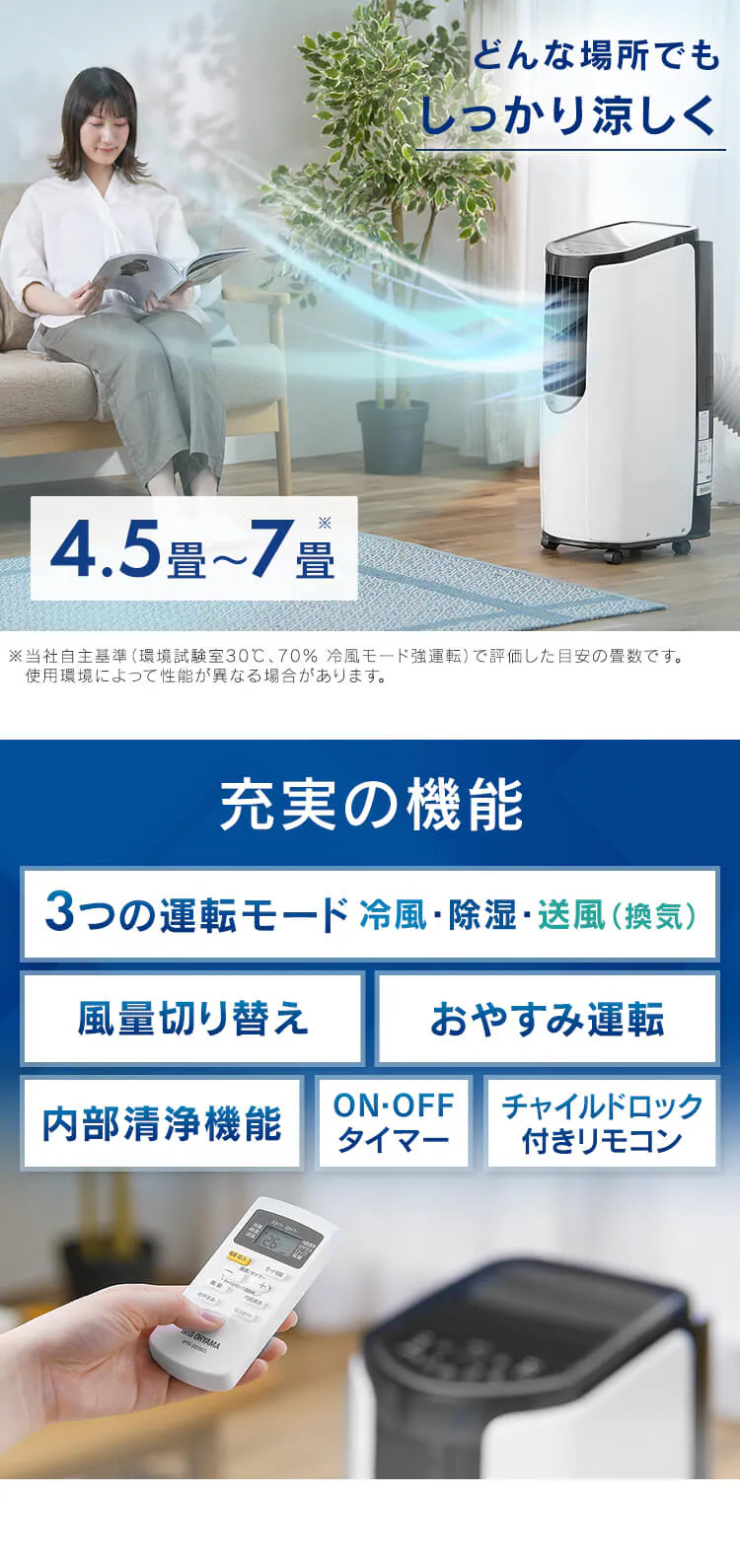 ポータブルクーラー IPP-2222G ホワイト 4.5畳1